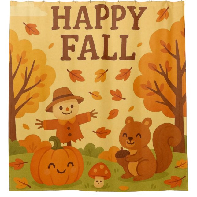 Cute autumn scene with pumpkin and squirrel (Front)