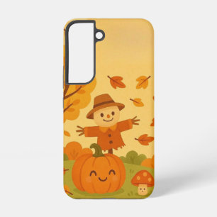 Cute autumn scene with pumpkin and squirrel samsung galaxy case