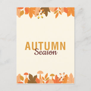 Cute Autumn Season with Leaves Holiday Postcard