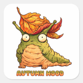 Cute Autumn Slug Autumn Mood Hoodie Square Sticker