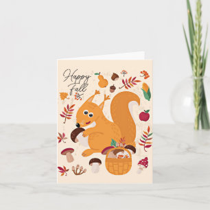 Cute autumn squirrel with custom text card