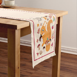 Cute autumn squirrel with custom text   short table runner