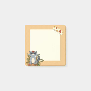 Cute Autumn Time Raccoon 3" x 3" Post-it® Notes
