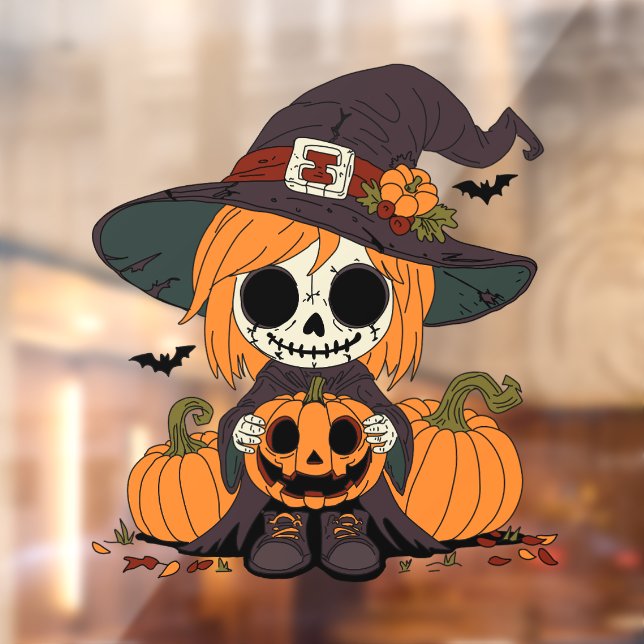 Cute Autumn Witch Window Cling (Sheet 2)