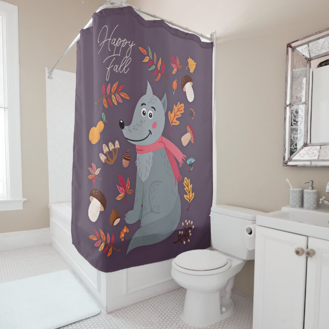 Cute autumn wolf with custom text (In Situ)