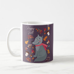 Cute autumn wolf with custom text coffee mug