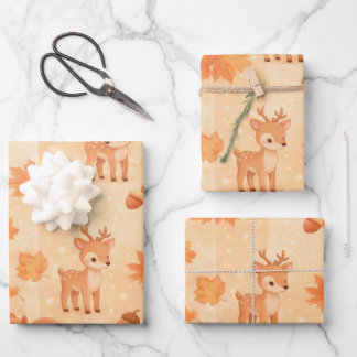Cute Autumn Woodland Animals Seamless Pattern Wrapping Paper Sheet
