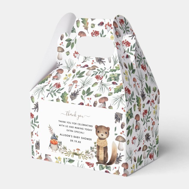 Cute Autumn Woodland | Baby Shower Favour Favor Box (Front Side)