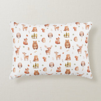 Cute Autumn Woodland Forest Animal Nursery Accent Pillow