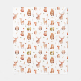 Cute Autumn Woodland Forest Animal Nursery Fleece Blanket
