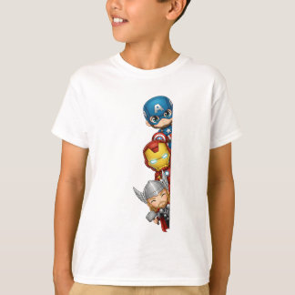 Cute Avangers Super Heroes Peeking Design T-Shirt