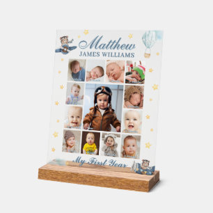 Cute Aviation Bear Baby Boy Photo Collage 1ère ann