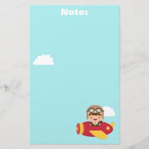 Cute Aviator Boy Airplane Adventure For Kids Stationery