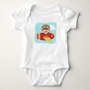 Cute Aviator Boy Airplane For Baby Boys Bodysuit
