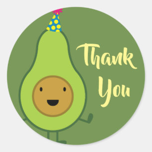 Cute Avocado 1st Birthday Thank You Classic Round Sticker