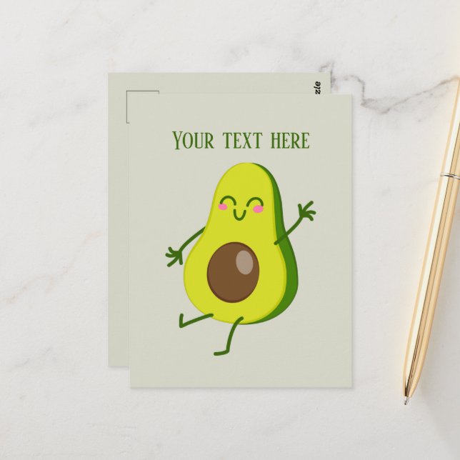 Cute avocado add message  postcard (Front/Back In Situ)