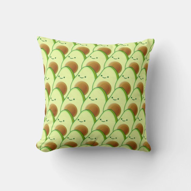 Cute Avocado All Over Drawing Throw Pillow (Front)