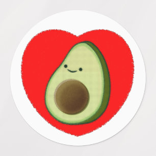 Cute Avocado Cartoon In Red Heart