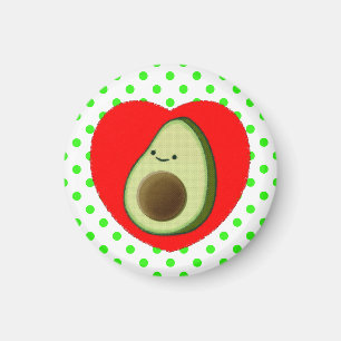 Cute Avocado Cartoon In Red Heart Magnet
