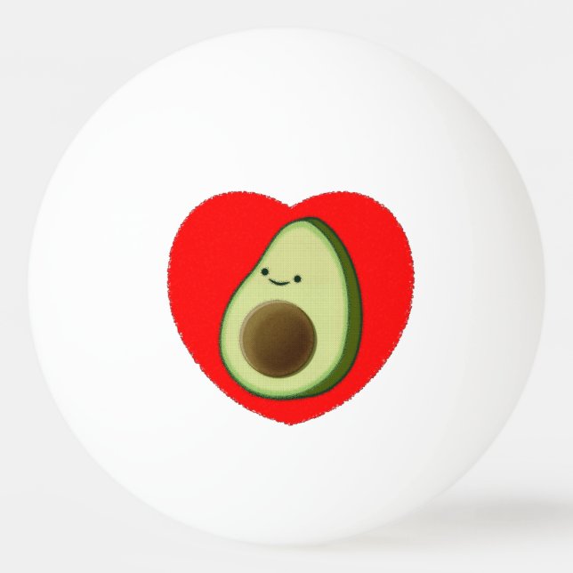 Cute Avocado Cartoon In Red Heart Ping Pong Ball (Front)