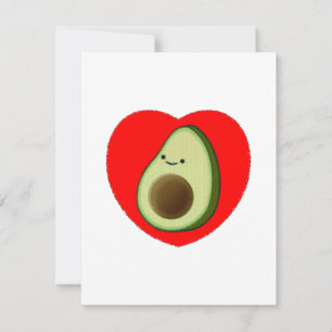 Cute Avocado Cartoon In Red Heart Postcard