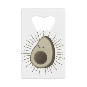 Cute Avocado Cartoon In Vintage Style Credit Card Bottle Opener