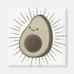 Cute Avocado Cartoon In Vintage Style Magnet