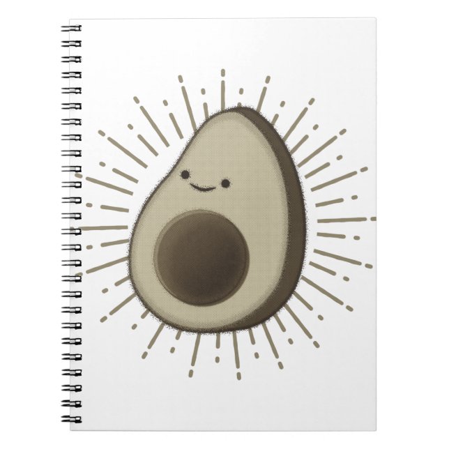 Cute Avocado Cartoon In Vintage Style Notebook (Front)