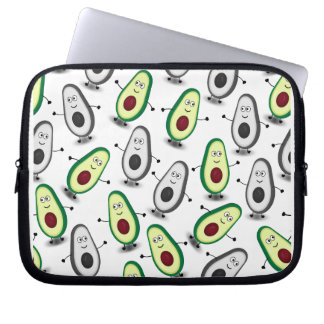 Cute Avocado Cartoon Mix Pattern Laptop Sleeve