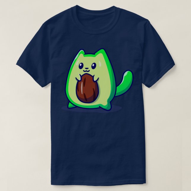 Cute Avocado Cat Cartoon1 T-Shirt (Design Front)