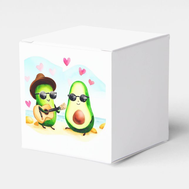 Cute Avocado Couple Favor Box (Front Side)