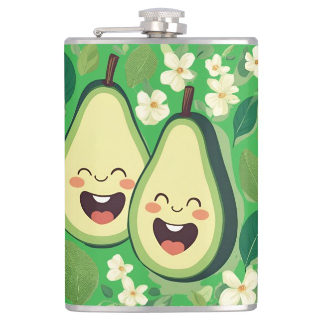 Cute Avocado Couple Phone Case | Funny Kawaii Frui Hip Flask (Front)