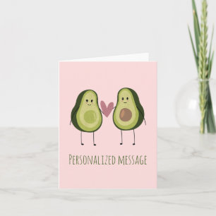 Cute Avocado Couple with Pastel Background Card