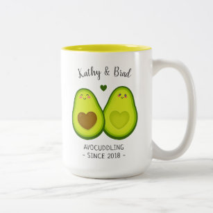 Cute Avocado Cuddle Customized Gift For Him Her Two-Tone Coffee Mug