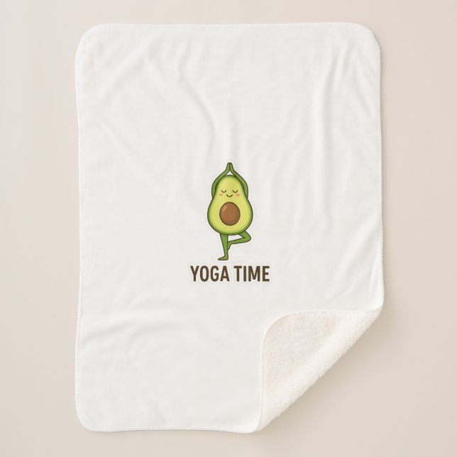 Cute Avocado Doing Yoga Sticker  Sherpa Blanket (Front)