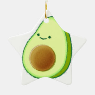 Cute Avocado Drawing Ceramic Ornament