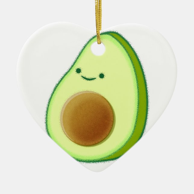Cute Avocado Drawing Ceramic Ornament (Front)