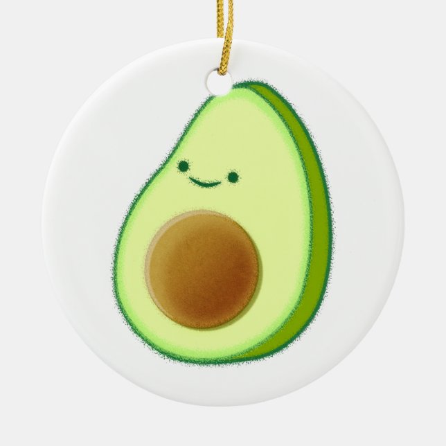 Cute Avocado Drawing Ceramic Ornament (Front)