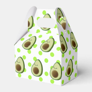 Cute Avocado Drawing Green Polka Dots Favor Box