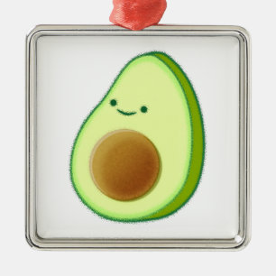 Cute Avocado Drawing Metal Ornament