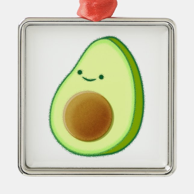 Cute Avocado Drawing Metal Ornament (Front)