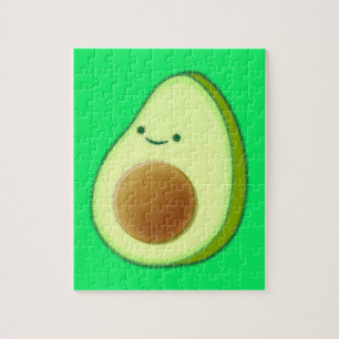 Cute Avocado Drawing On Green Jigsaw Puzzle