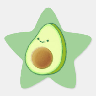 Cute Avocado Drawing Star Sticker