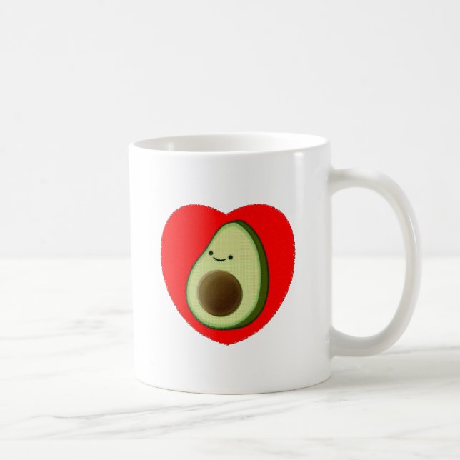 Cute Avocado In Red Heart Coffee Mug (Right)