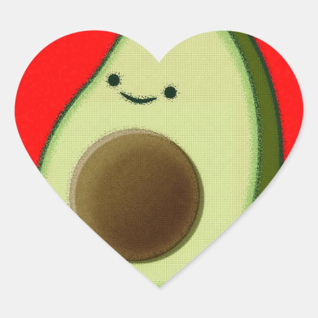 Cute Avocado In Red Heart Heart Sticker (Front)