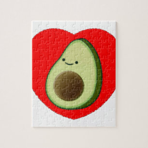 Cute Avocado In Red Heart Jigsaw Puzzle