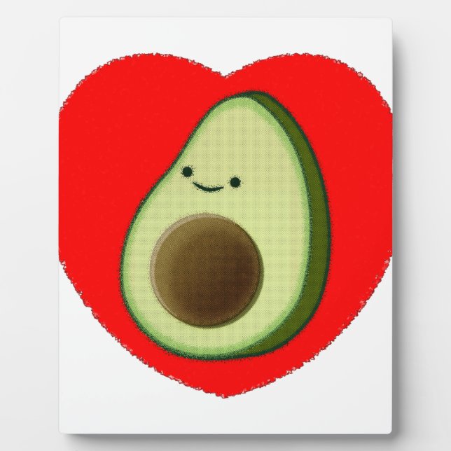 Cute Avocado In Red Heart Plaque (Front)