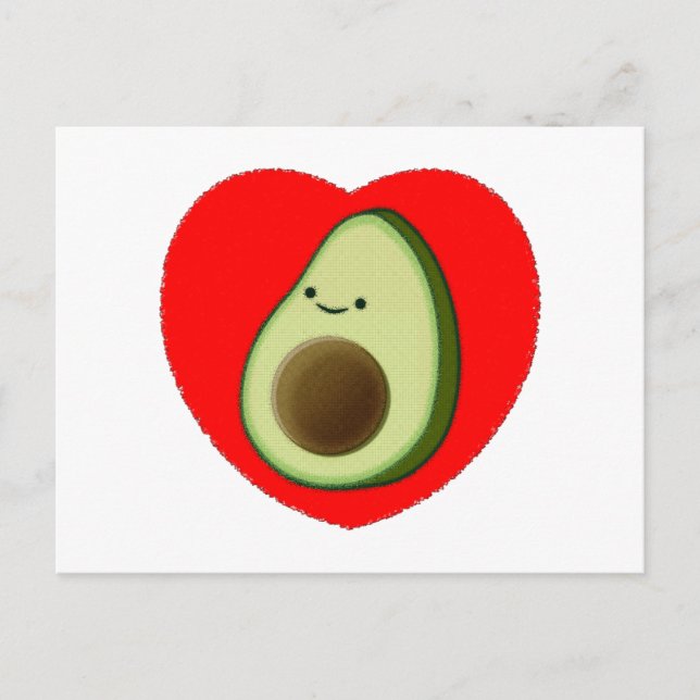 Cute Avocado In Red Heart Postcard (Front)