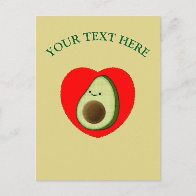 Cute Avocado In Red Heart Postcard (Front)