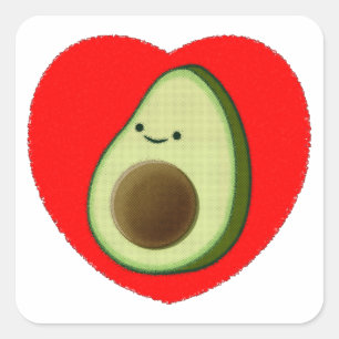 Cute Avocado In Red Heart Square Sticker